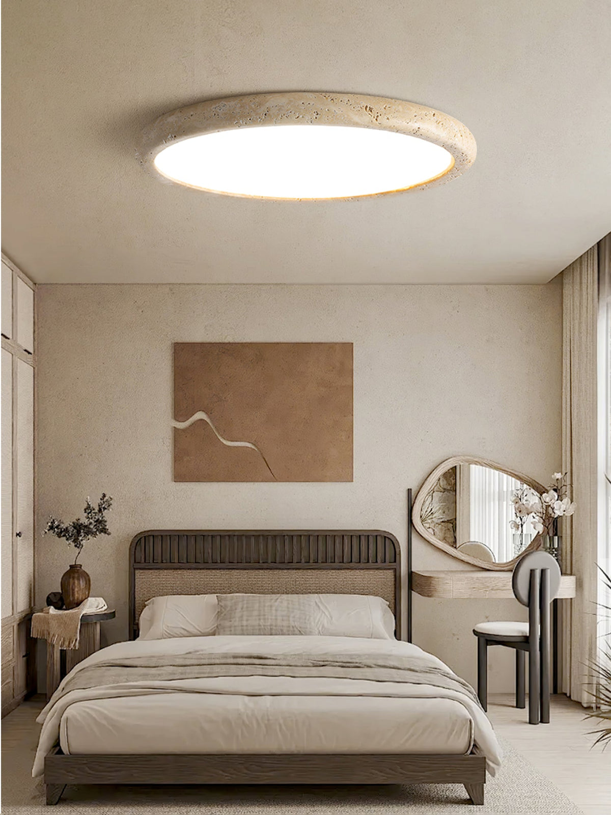 Aurrina Ring Frame Geel travertin plafondlamp