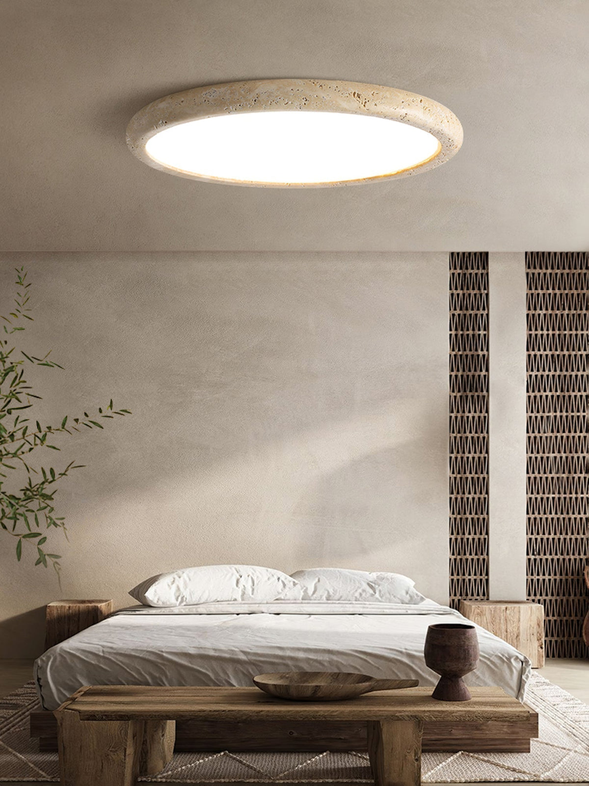 Aurrina Ring Frame Geel travertin plafondlamp