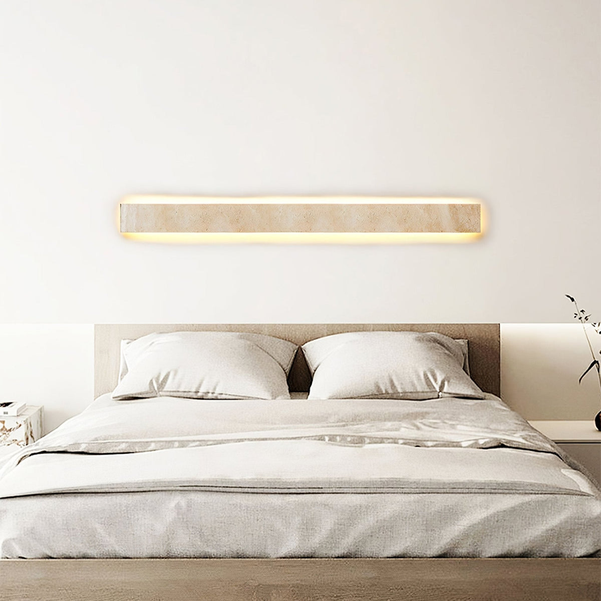 Tavoelia Slim rechthoekige wandlamp van geel travertin
