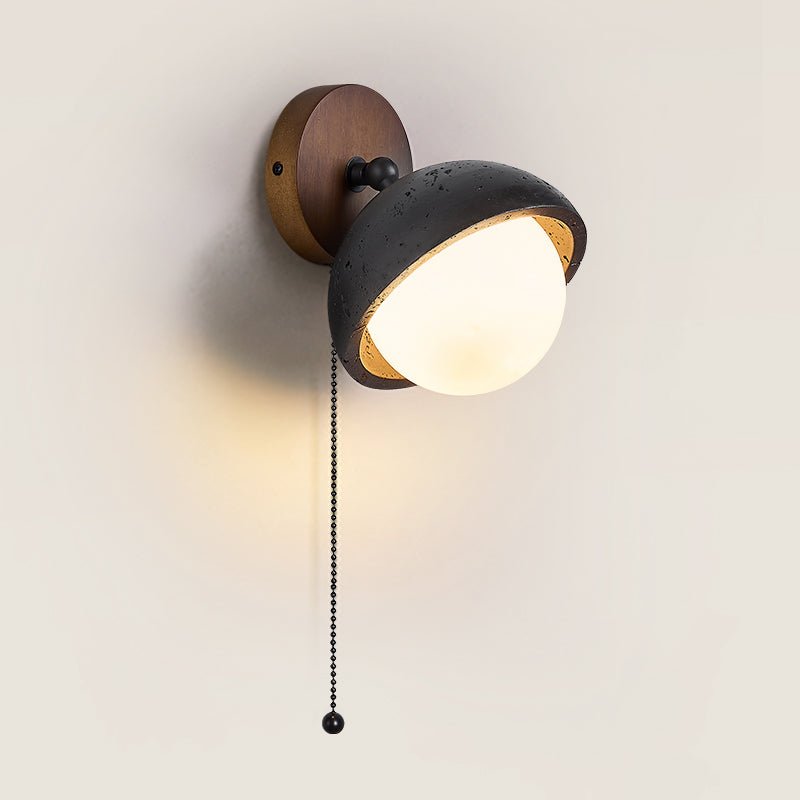 Serenaria bollen Zwart travertin Draaibaar wandlamp