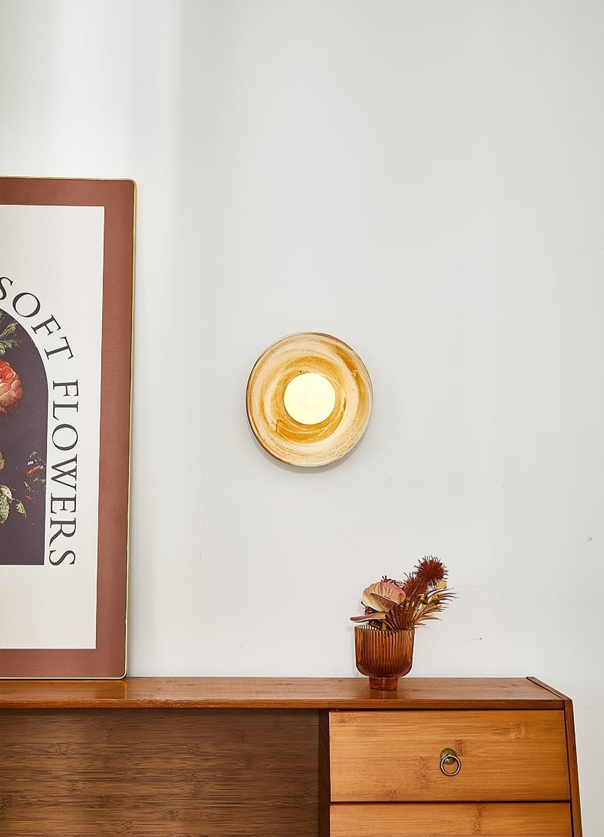 Solune moderne minimalistische wandlamp van glas en hout