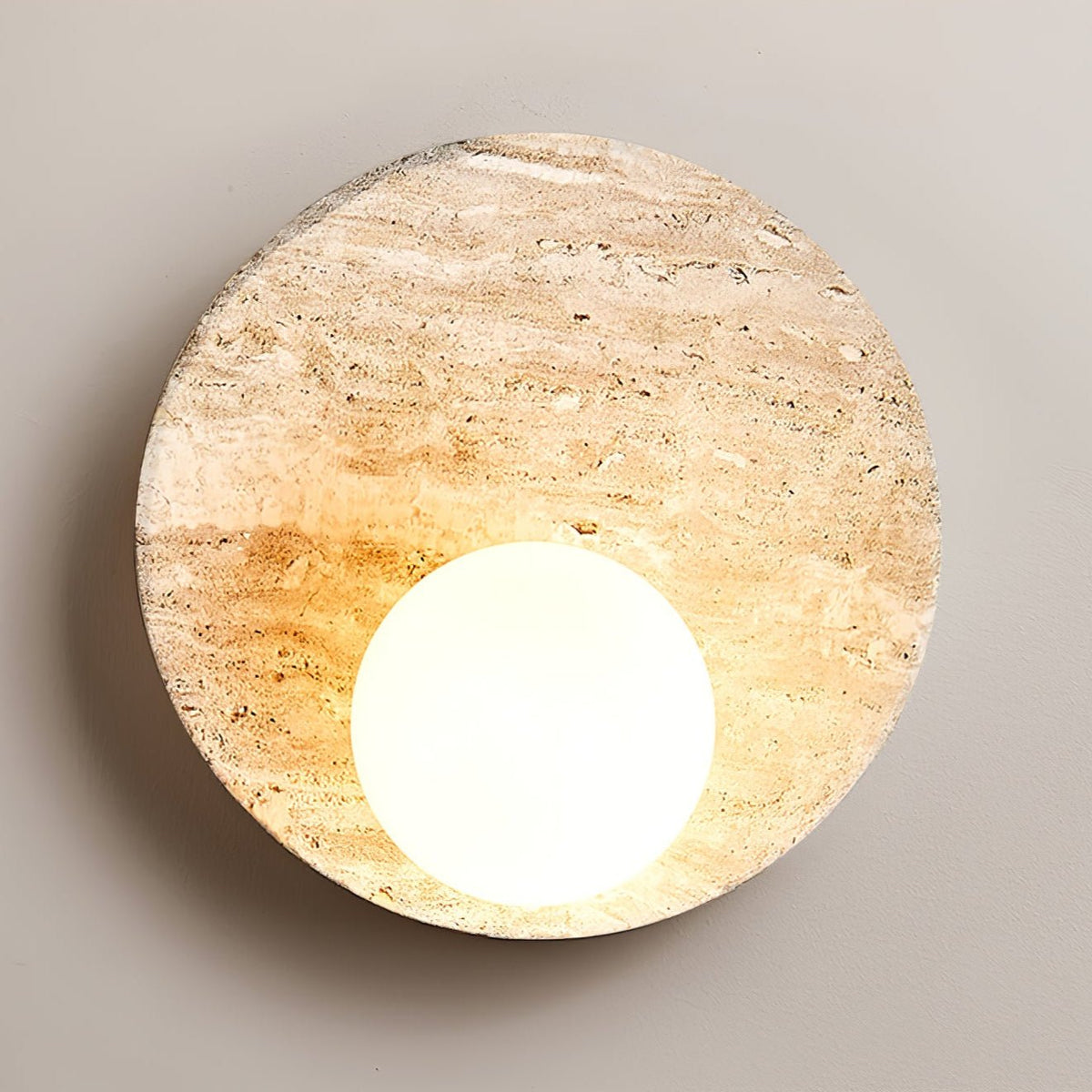 Kivros wandlamp in geel travertin