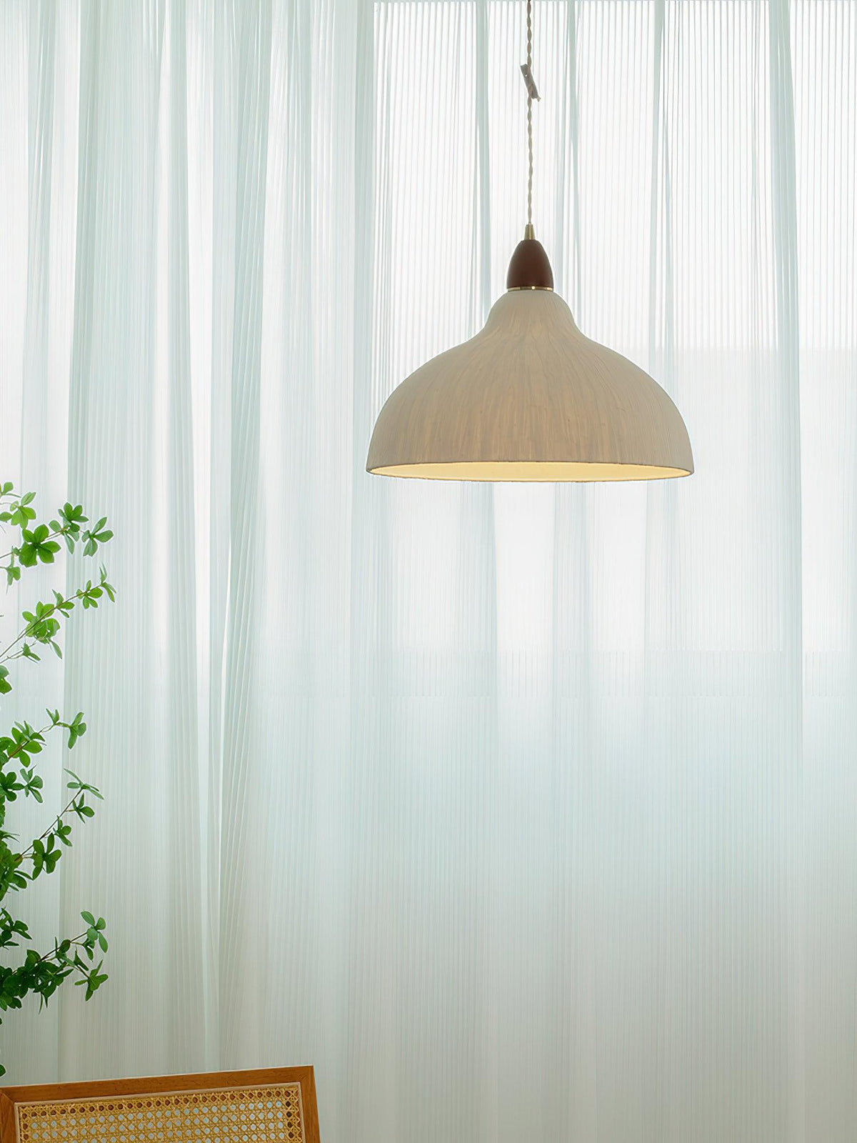 Locan hanglamp van rijstpapier en hout