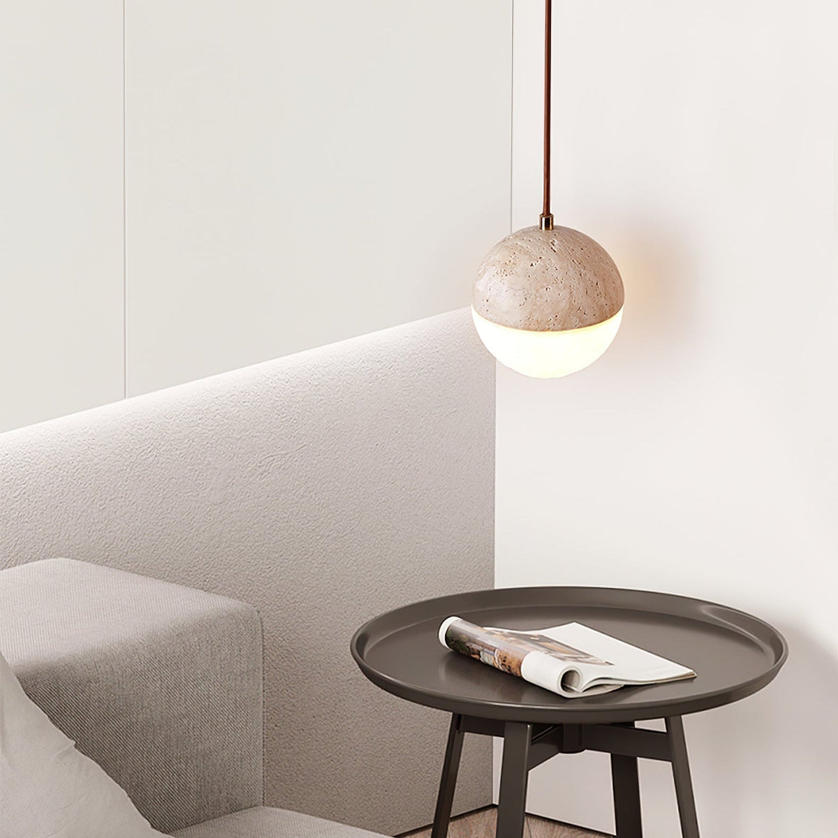 Vendrick hanglamp in geel travertin