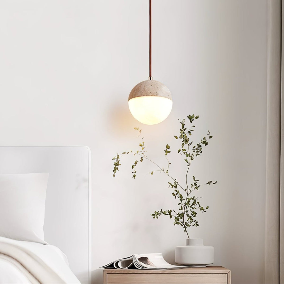 Vendrick hanglamp in geel travertin