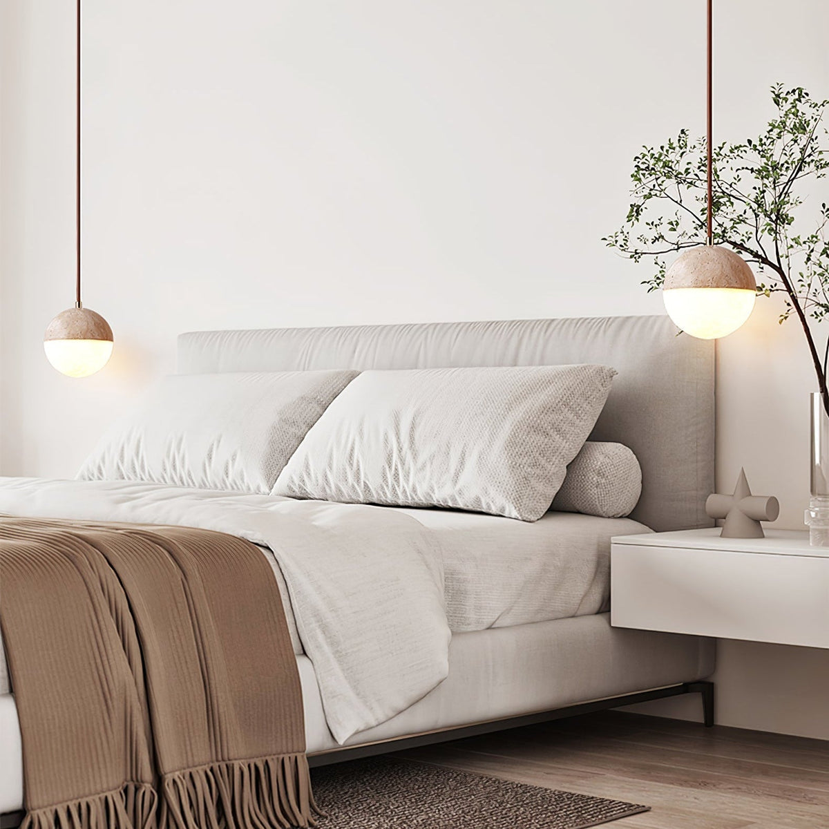 Vendrick hanglamp in geel travertin