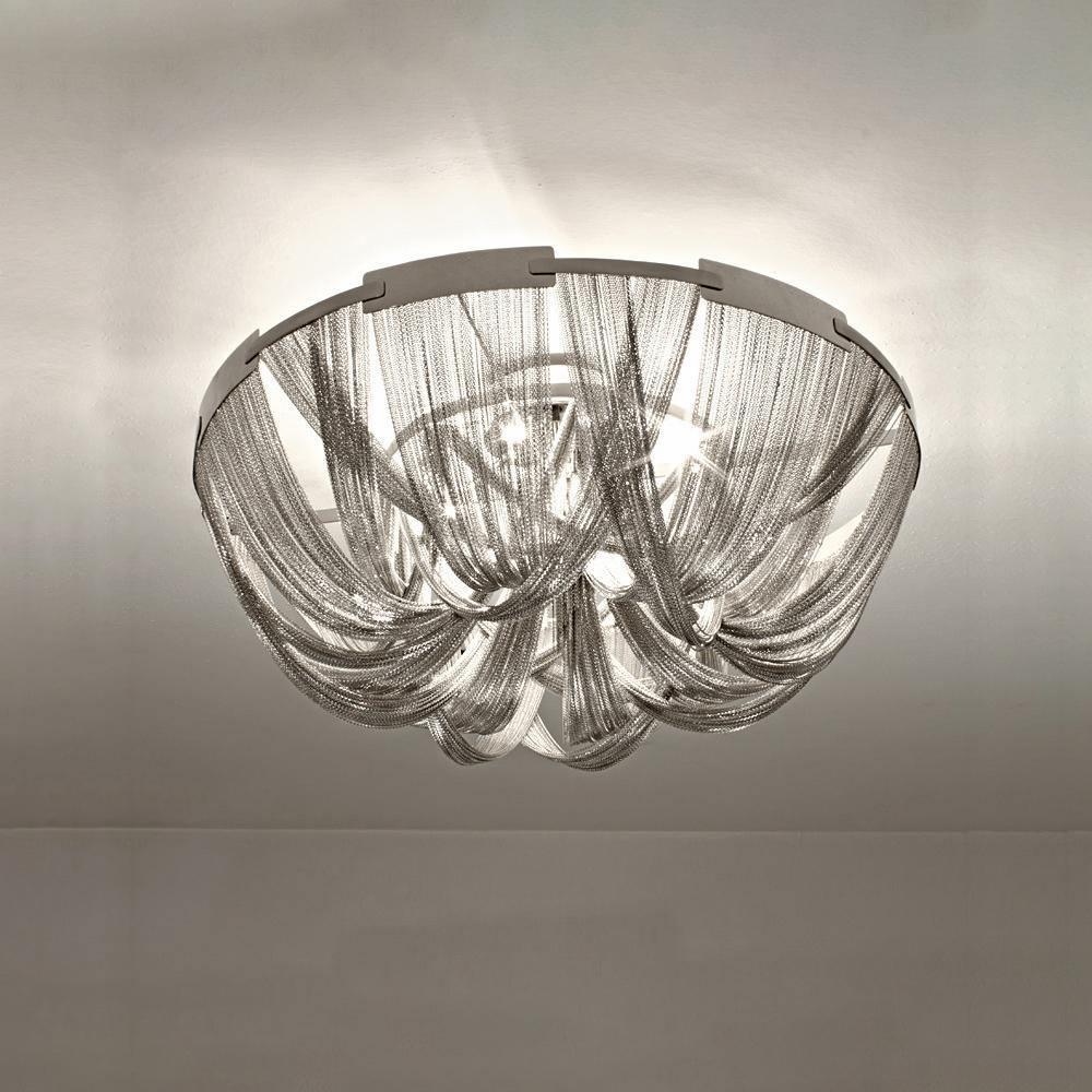 Talj plafondlamp met ketting van aluminium en tassel in nikkel