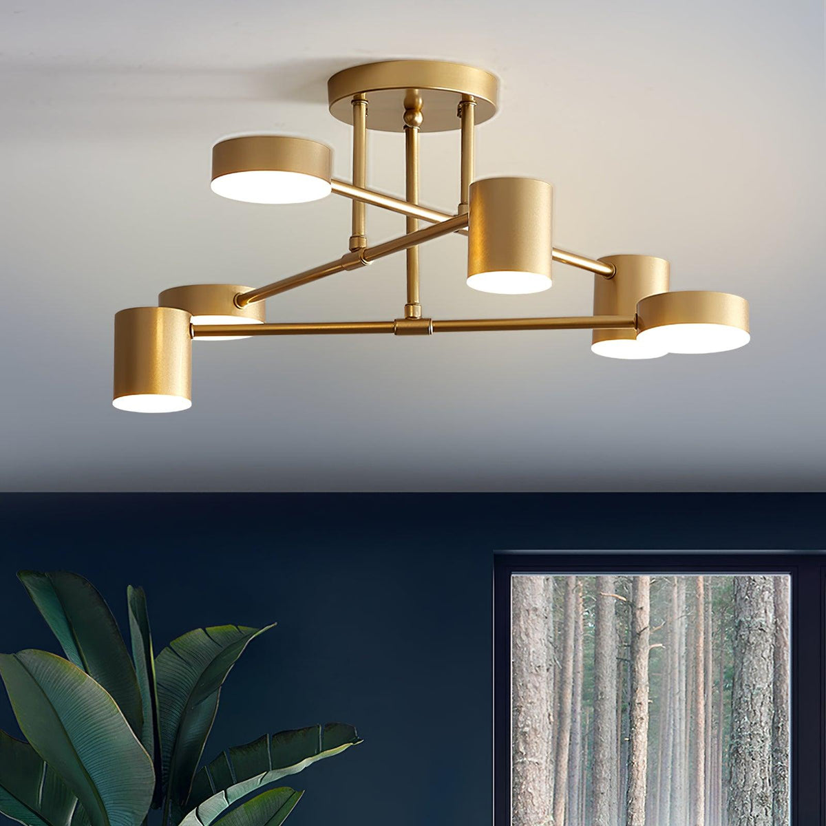 Sputnik plafondlamp goudkleurige afwerking