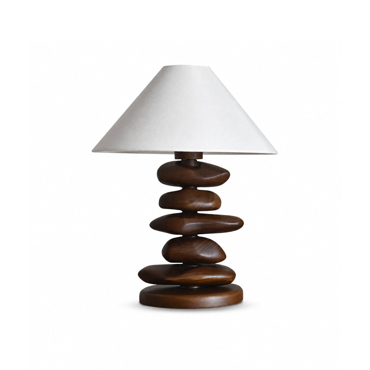 Stacked kiezelvormige hout tafellamp
