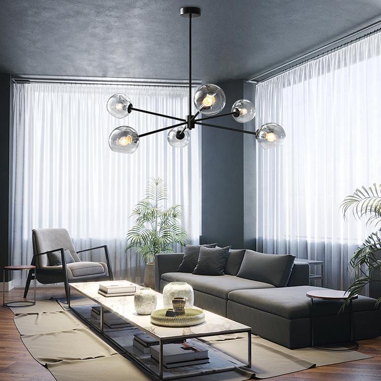 Aristin kroonluchter met gestaggerd glas 6-verlichting