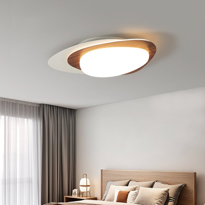 Fuji plafondlamp walnoot ovaal organische LED