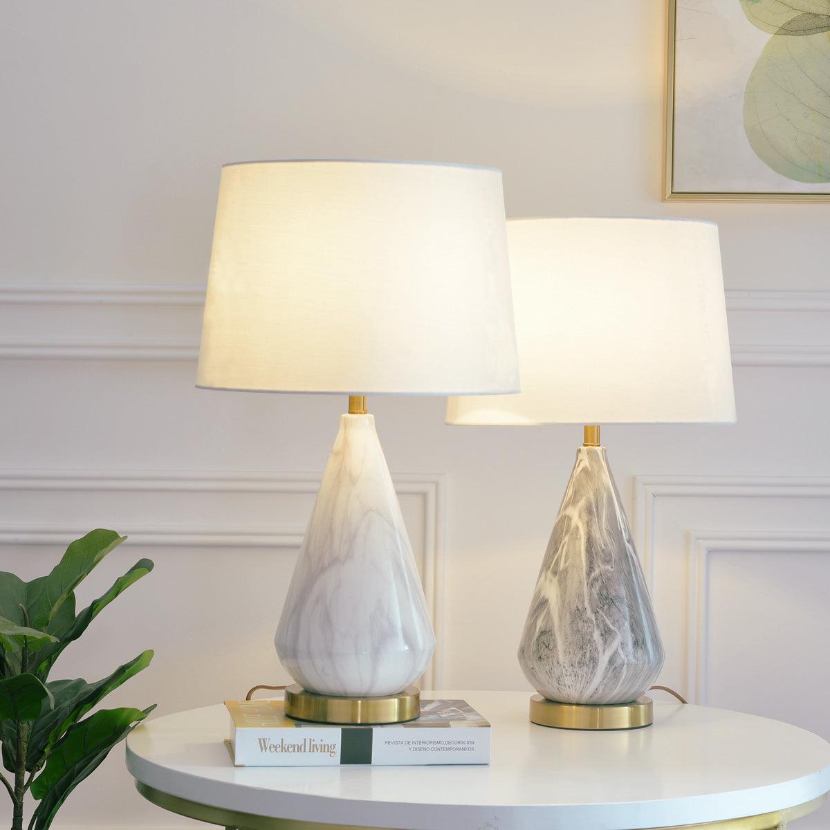 Elysian tafellamp in wit en zwart marmer