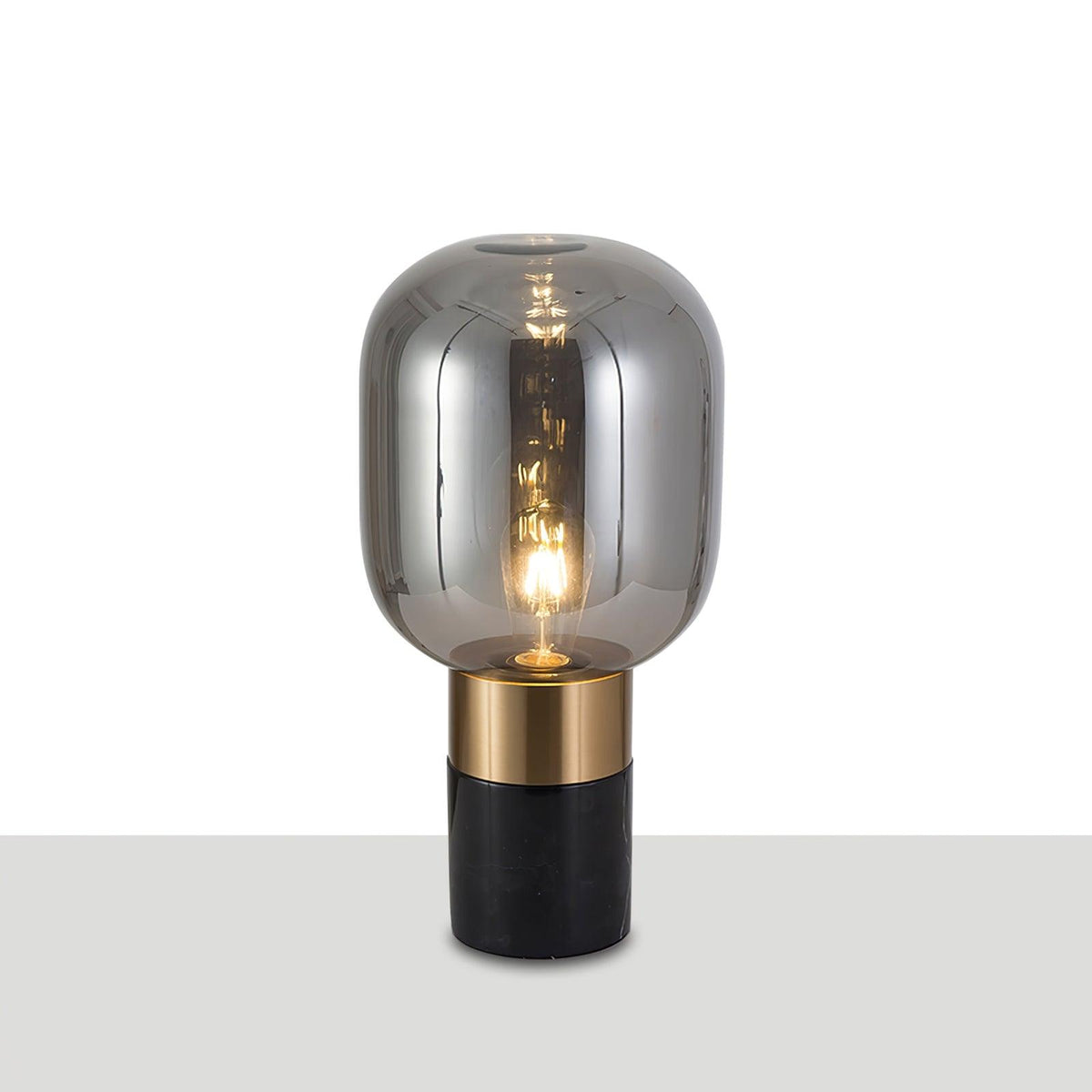 Aurdoren Minimalistische tafellamp met marmeren basis en cognac glas