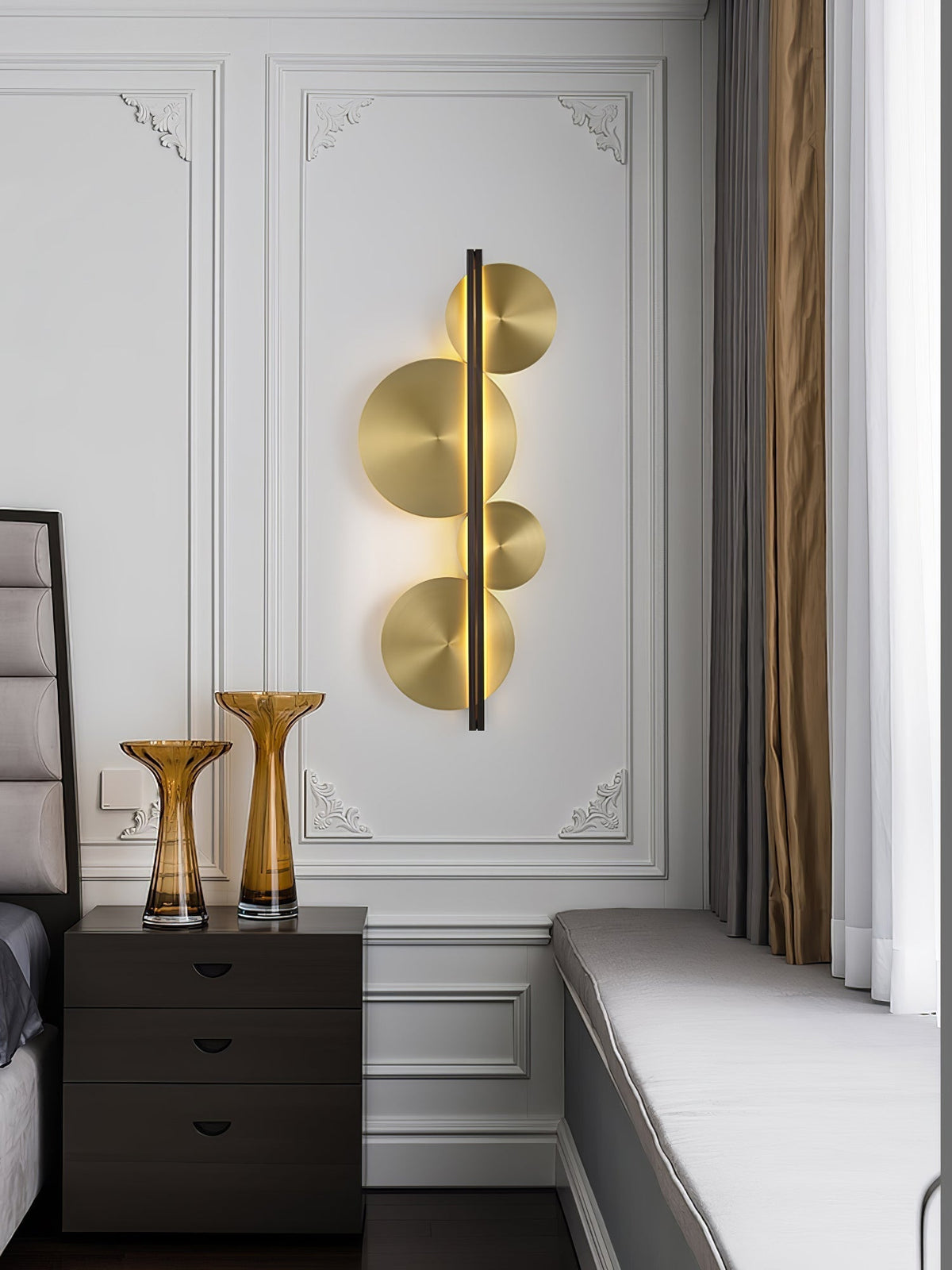Oriivise wandlamp Goud Cirkelvormige Sculpturale