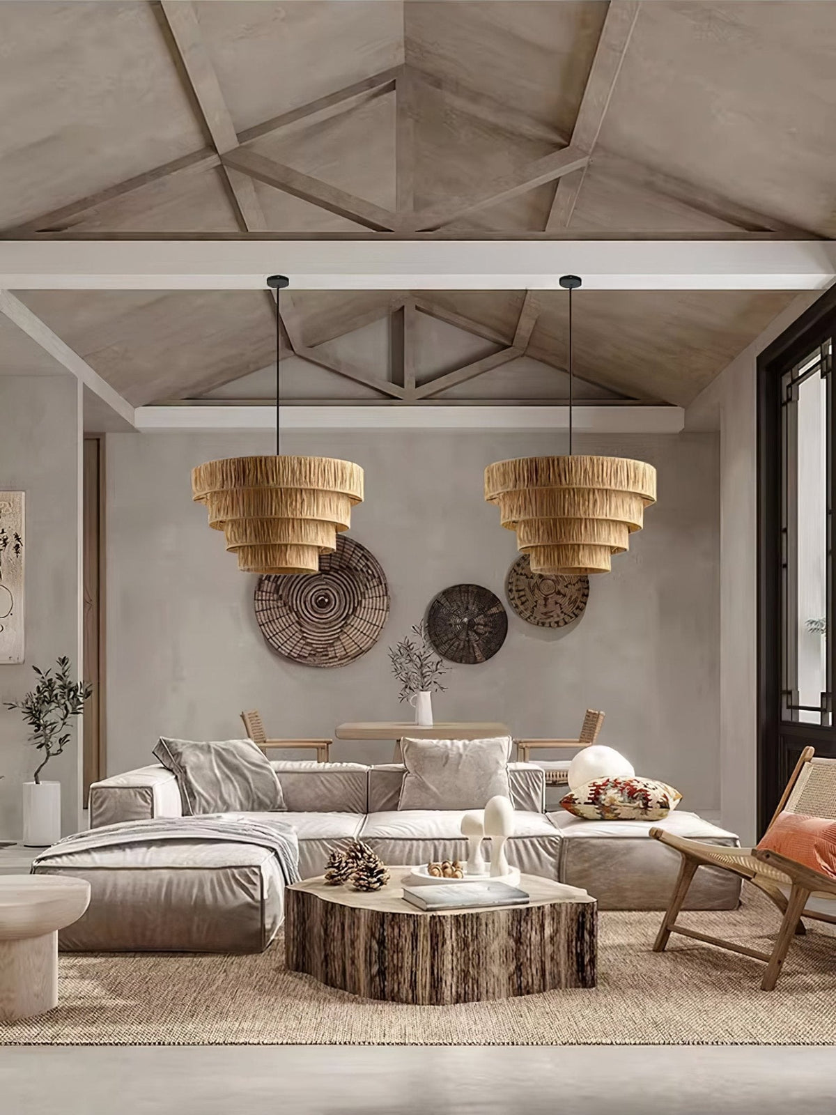 Thyra hanglamp van riet in traditionele retro-stijl