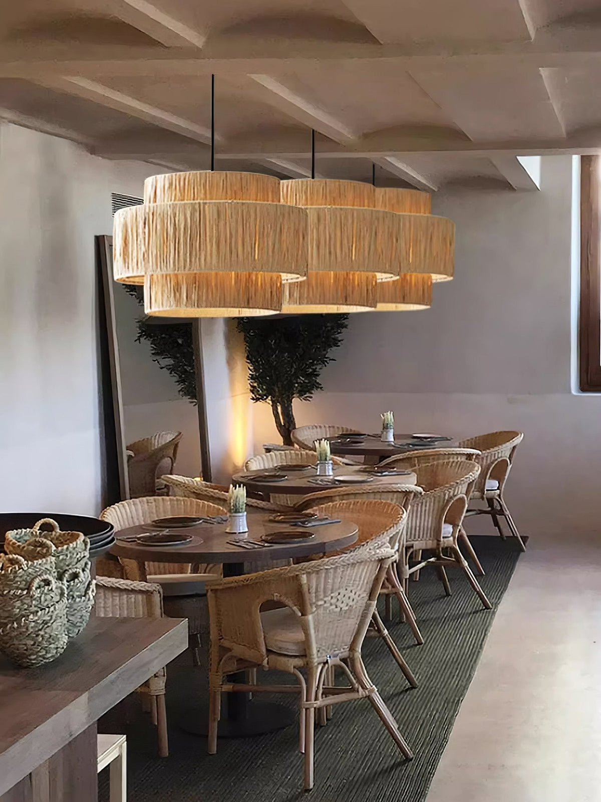 Thyra hanglamp van riet in traditionele retro-stijl