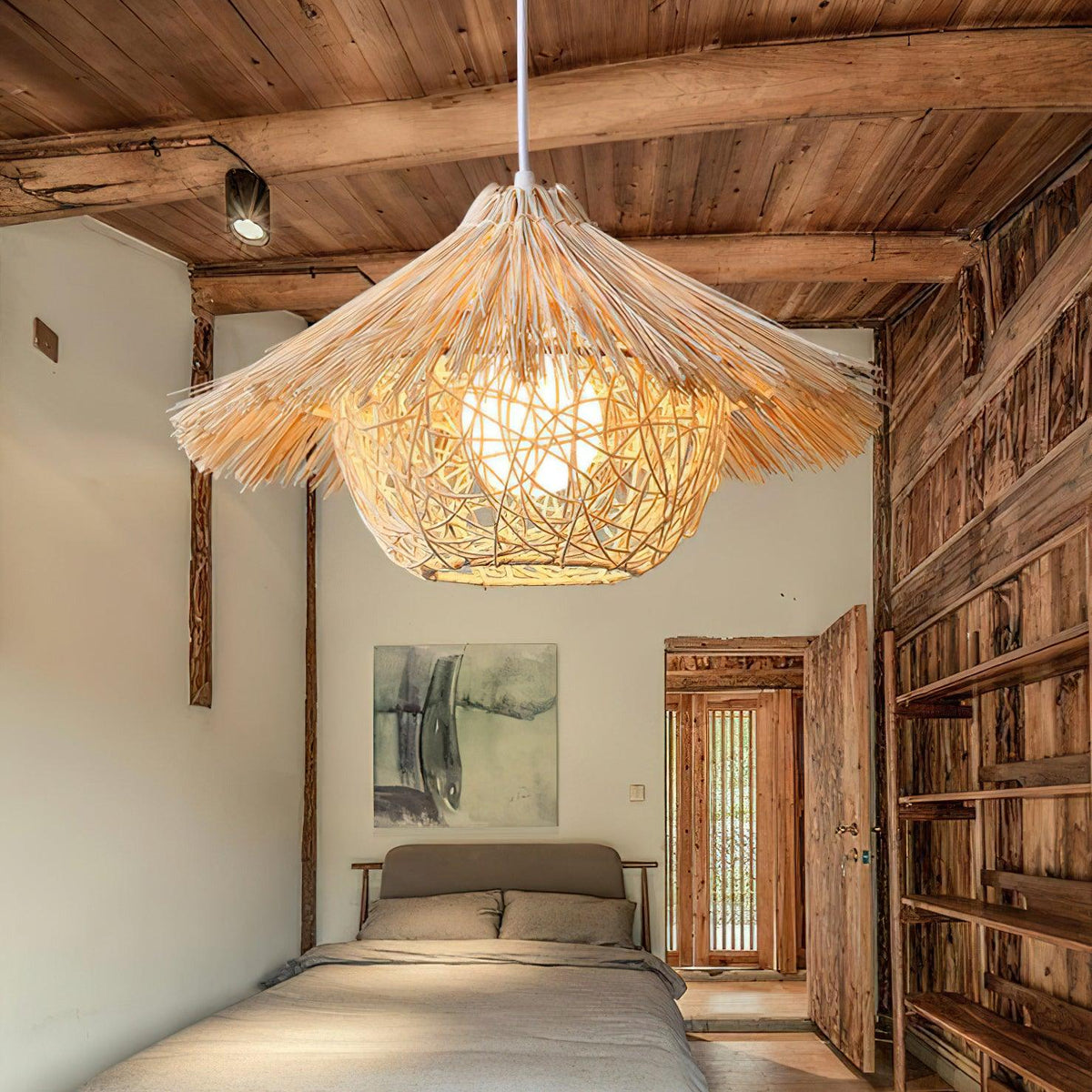 Sunell Strooienhoed Rotan hanglamp