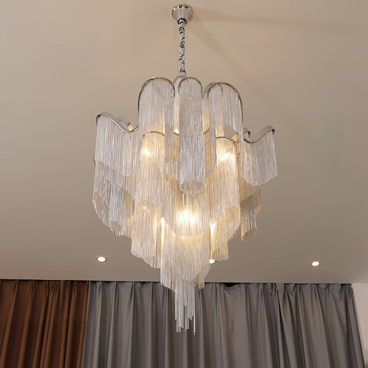 Lustra hanglamp Stream ketting nikkel