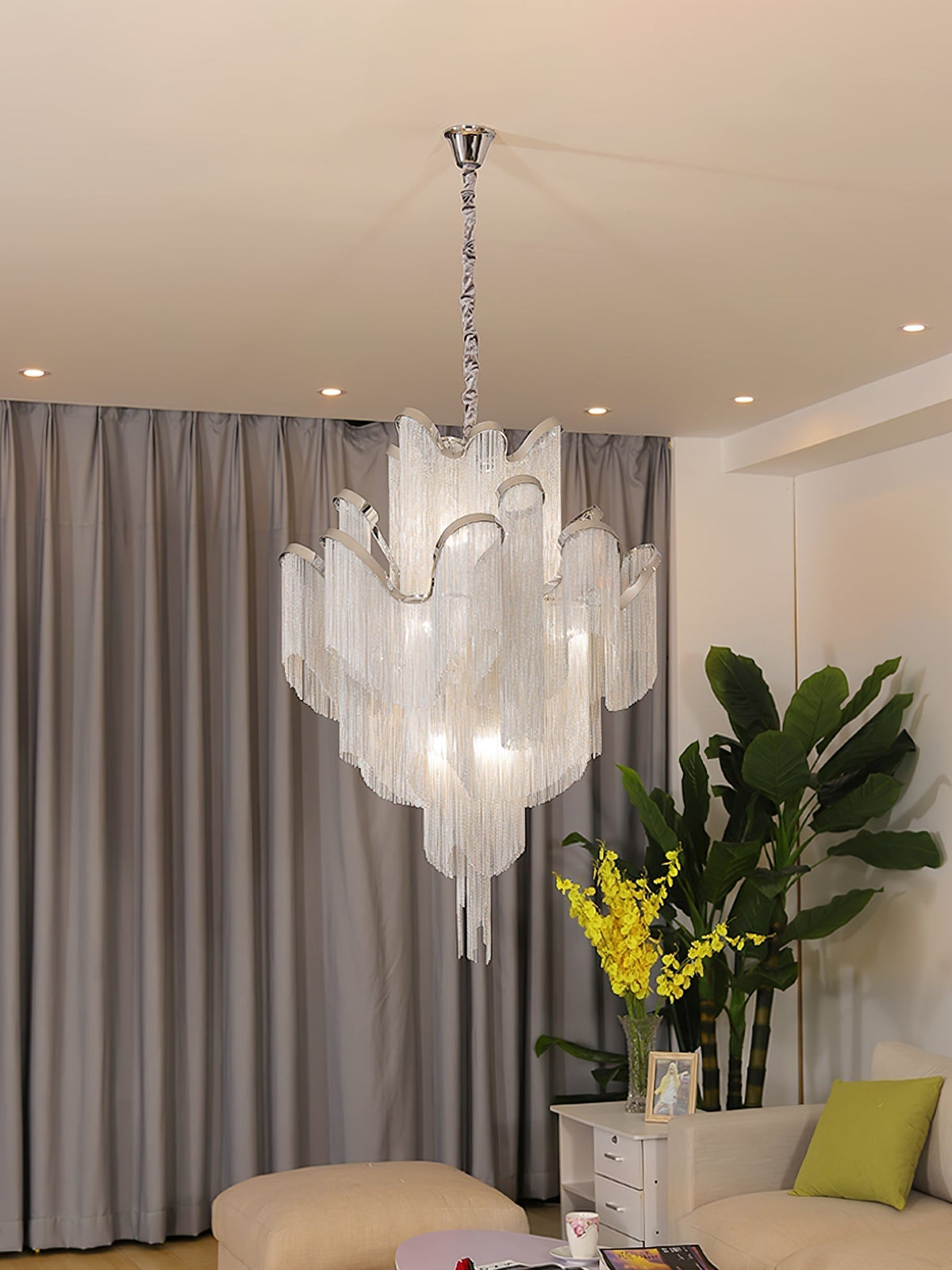 Lustra hanglamp Stream ketting nikkel