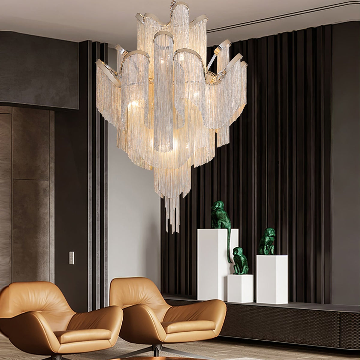 Lustra hanglamp Stream ketting nikkel