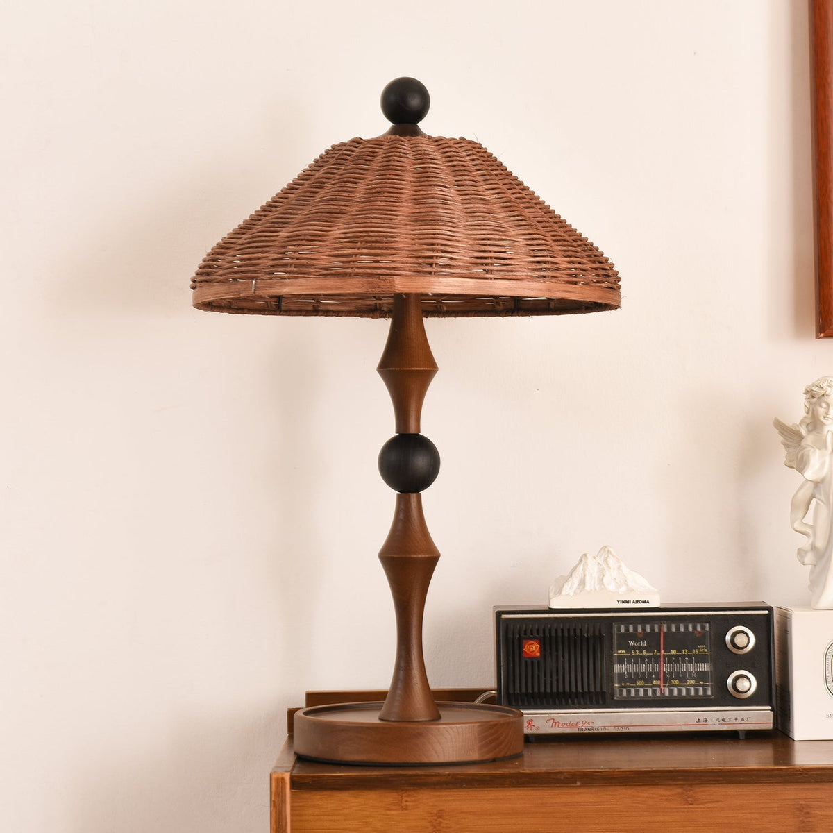 Miran Houten Rotan Vintage tafellamp