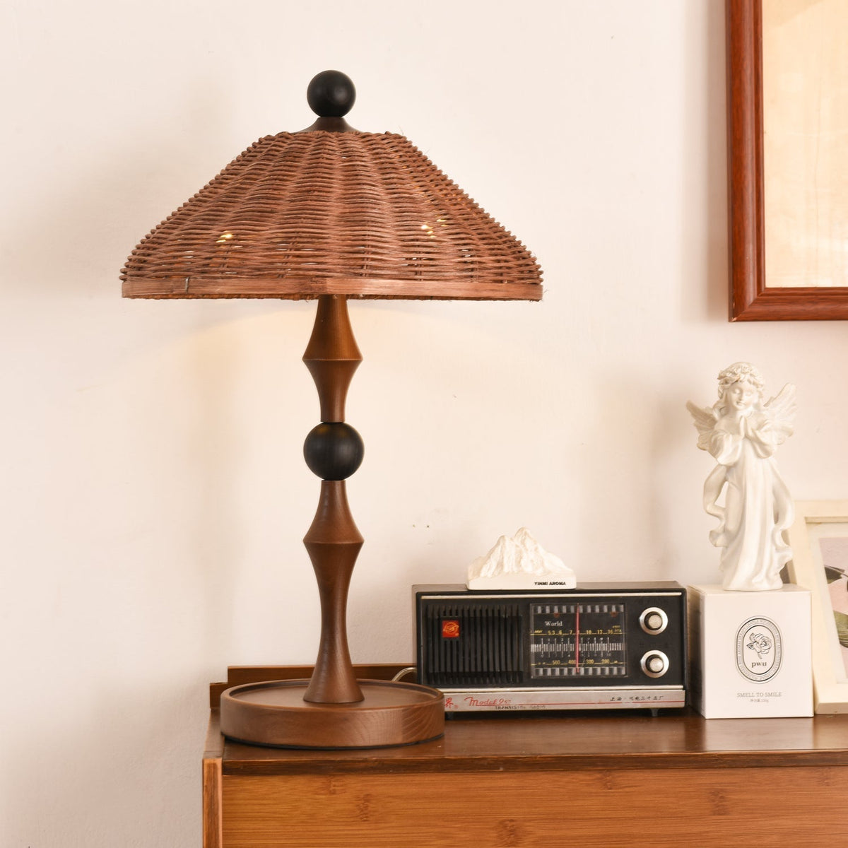 Miran Houten Rotan Vintage tafellamp