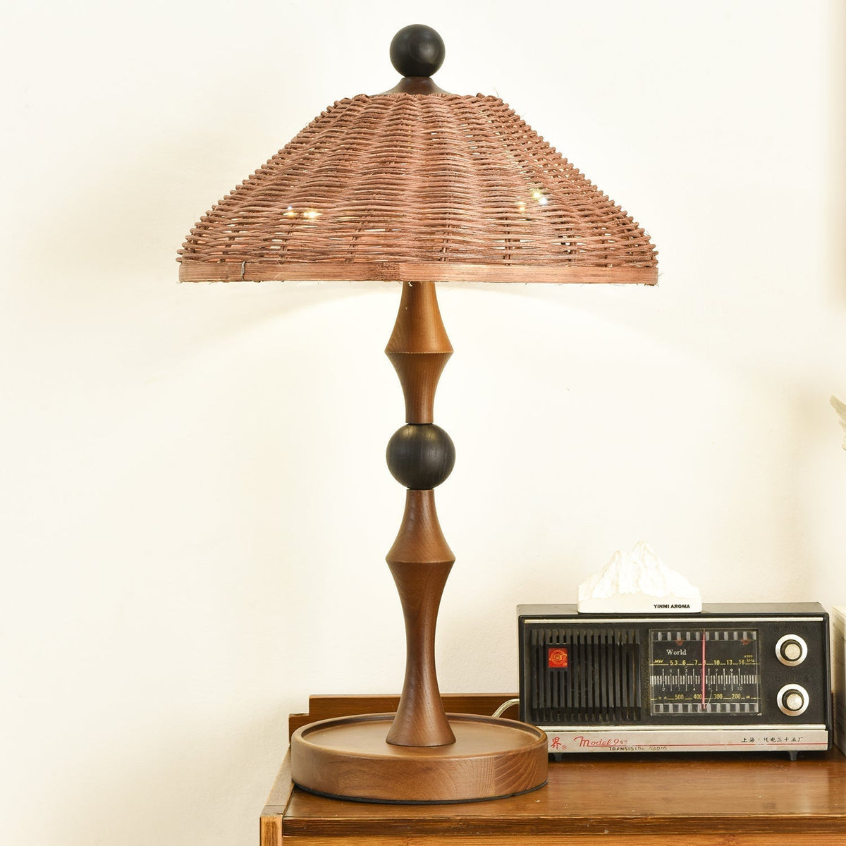 Miran Houten Rotan Vintage tafellamp