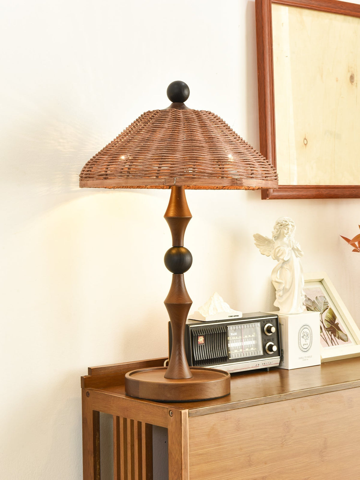 Miran Houten Rotan Vintage tafellamp