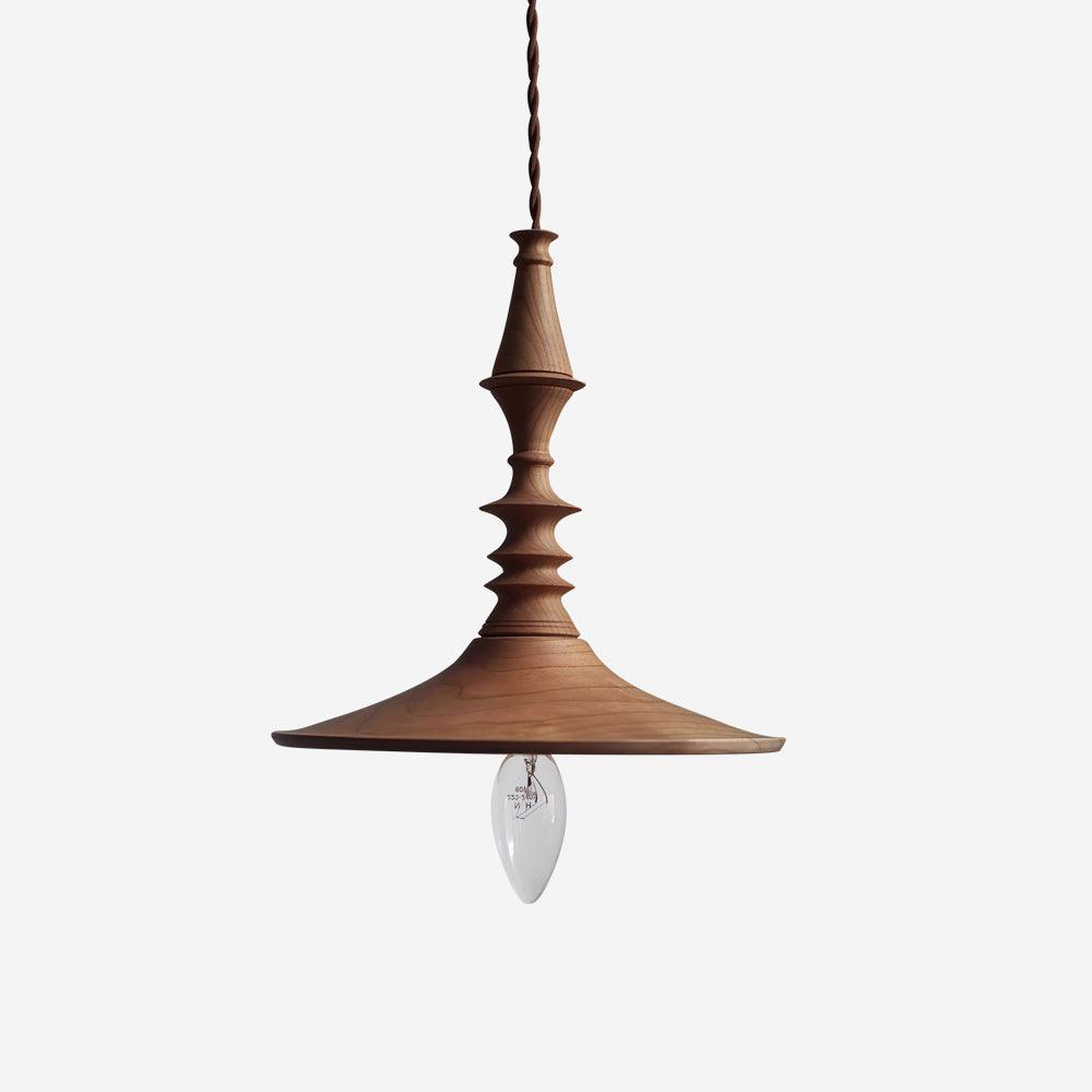 Tessira hanglamp van walnoothout met industriële stijl