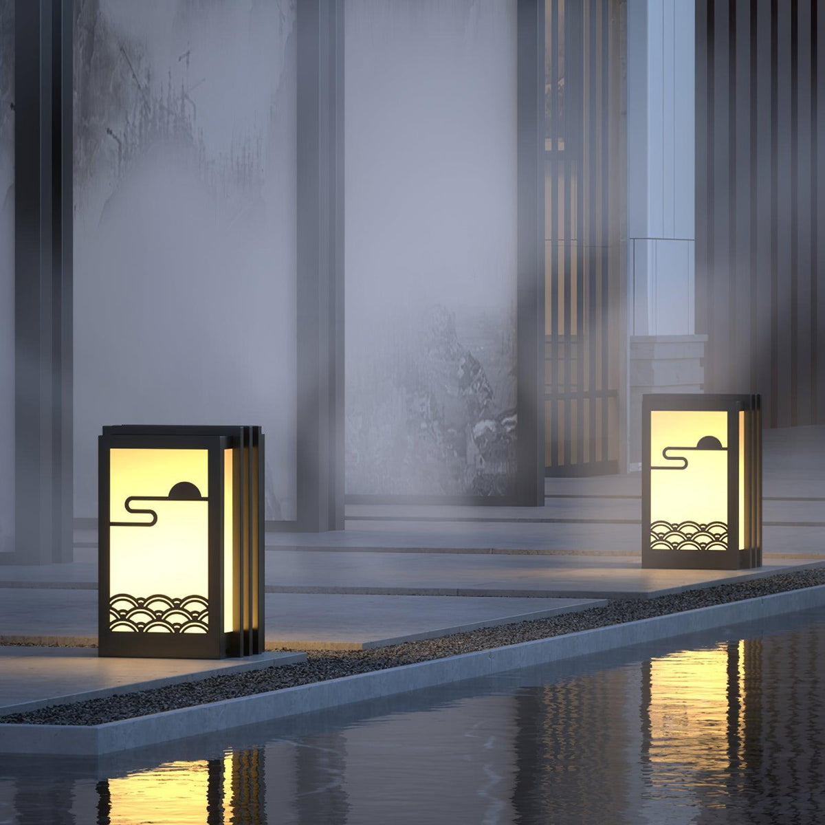 Rivenena buitenverlichting rechthoekig zonsondergangpatroon minimalistisch voor tuin