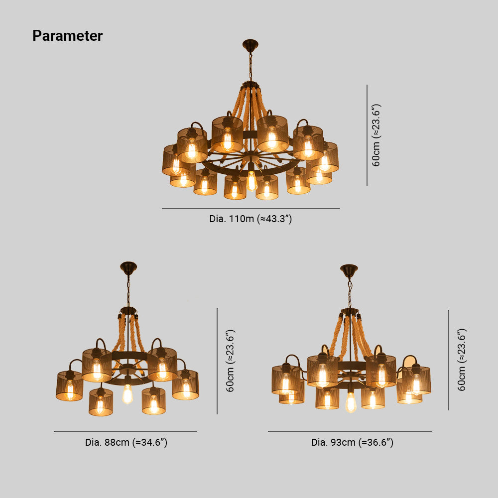 Epoch Vintage LED Hanglampen Zwart Touw/Metaal Woonkamer