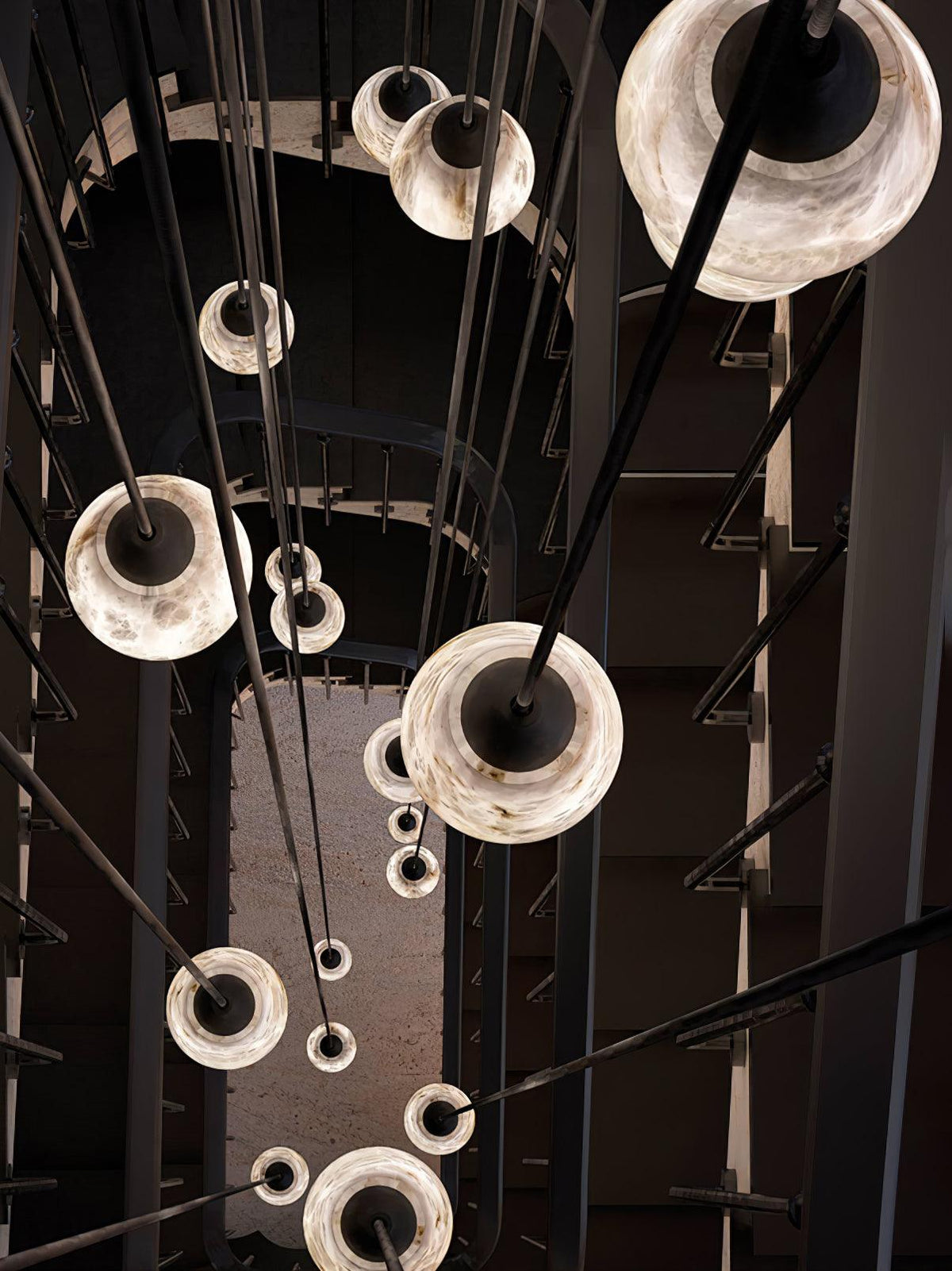 Ostara hanglamp van messing en albast