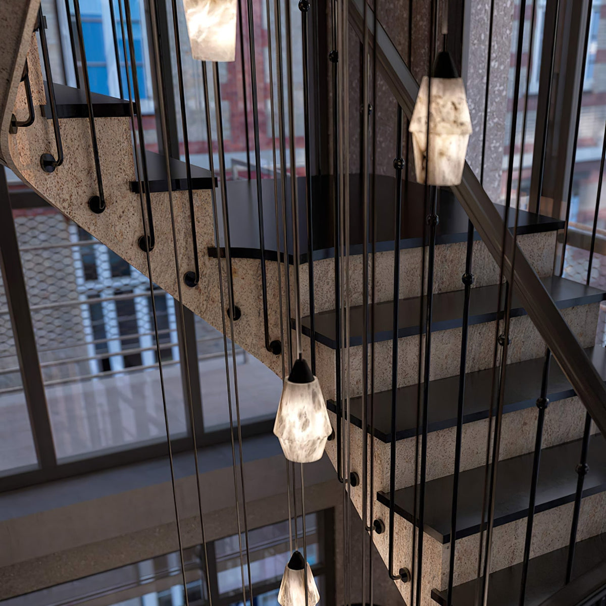 Ostara hanglamp van messing en albast