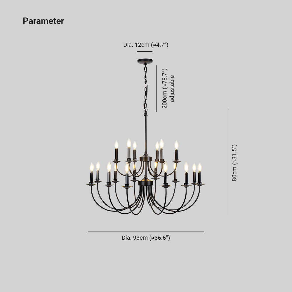 Silva Retro LED Kroonluchter Zwart Metaal Slaapkamer/ Woonkamer/Keuken