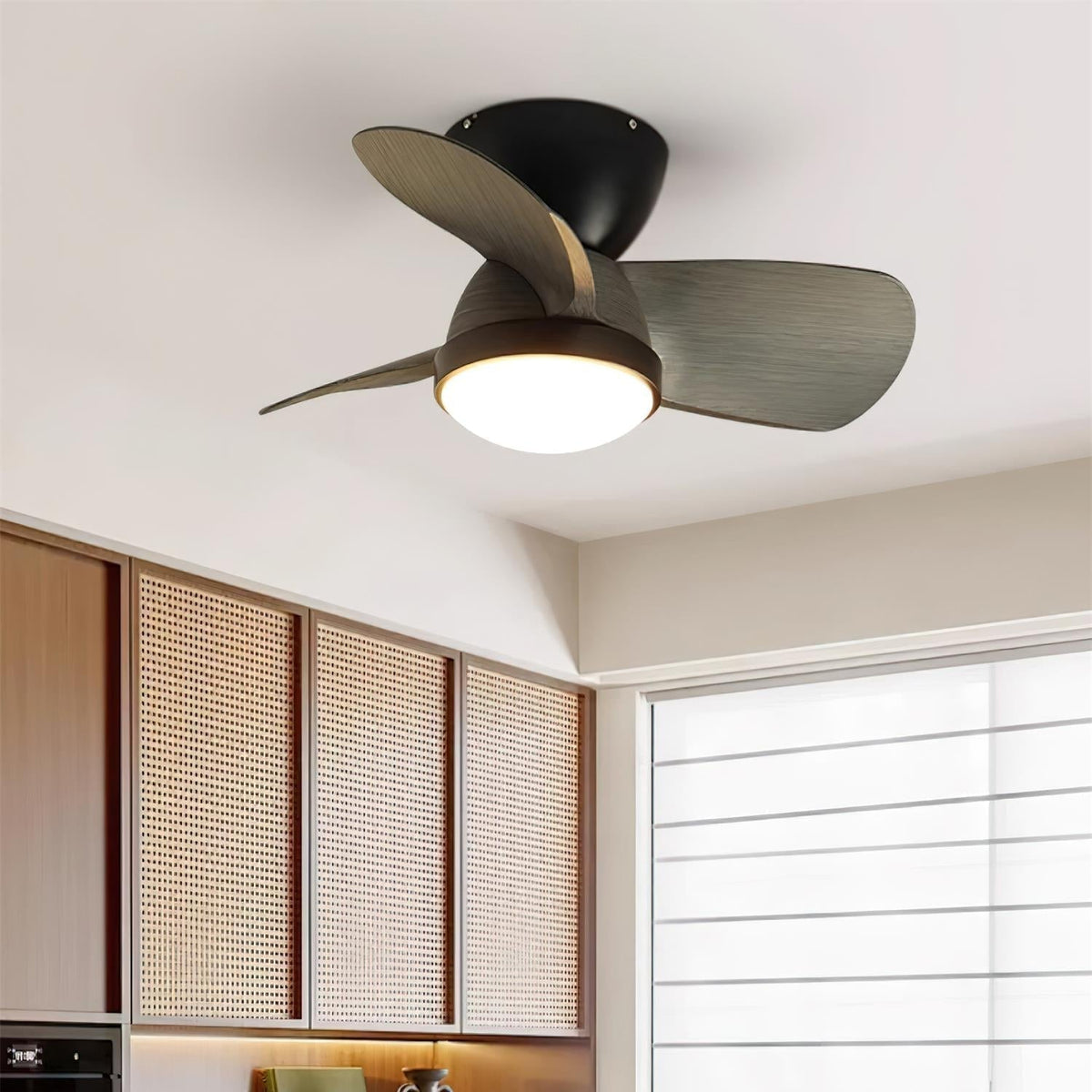 Rinerel Moderne plafondventilator met verlichting van walnoothout