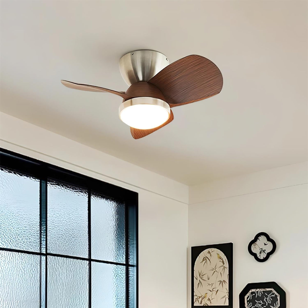 Rinerel Moderne plafondventilator met verlichting van walnoothout