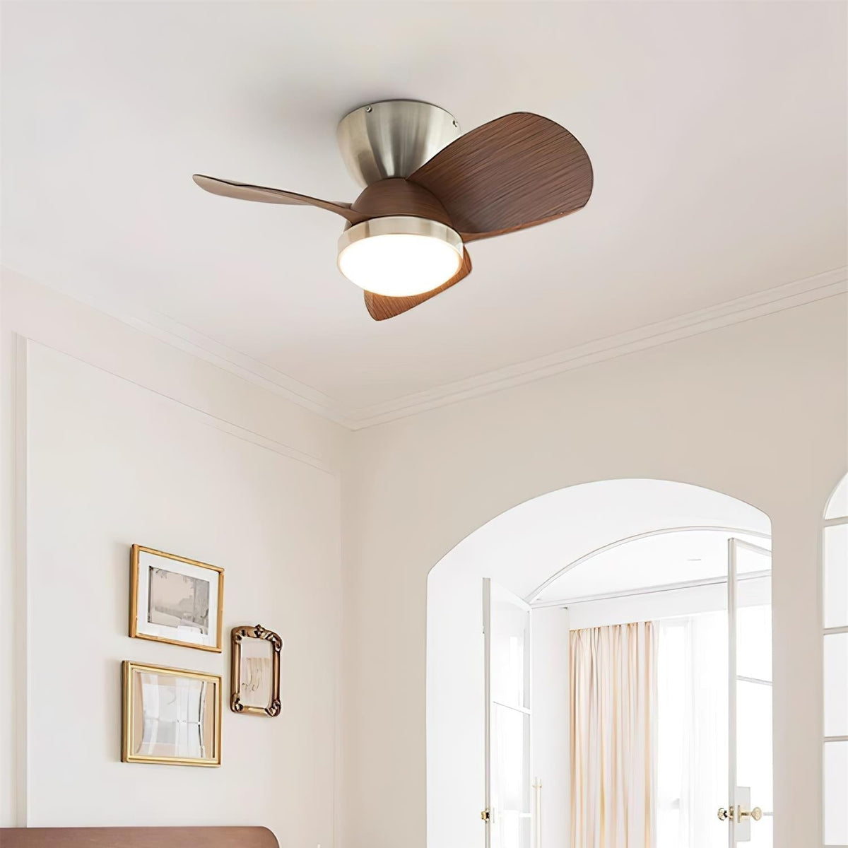 Rinerel Moderne plafondventilator met verlichting van walnoothout