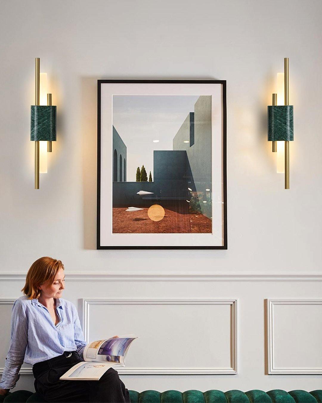 Evely Premium Noordse kunst wandlamp met marmer, met stekker