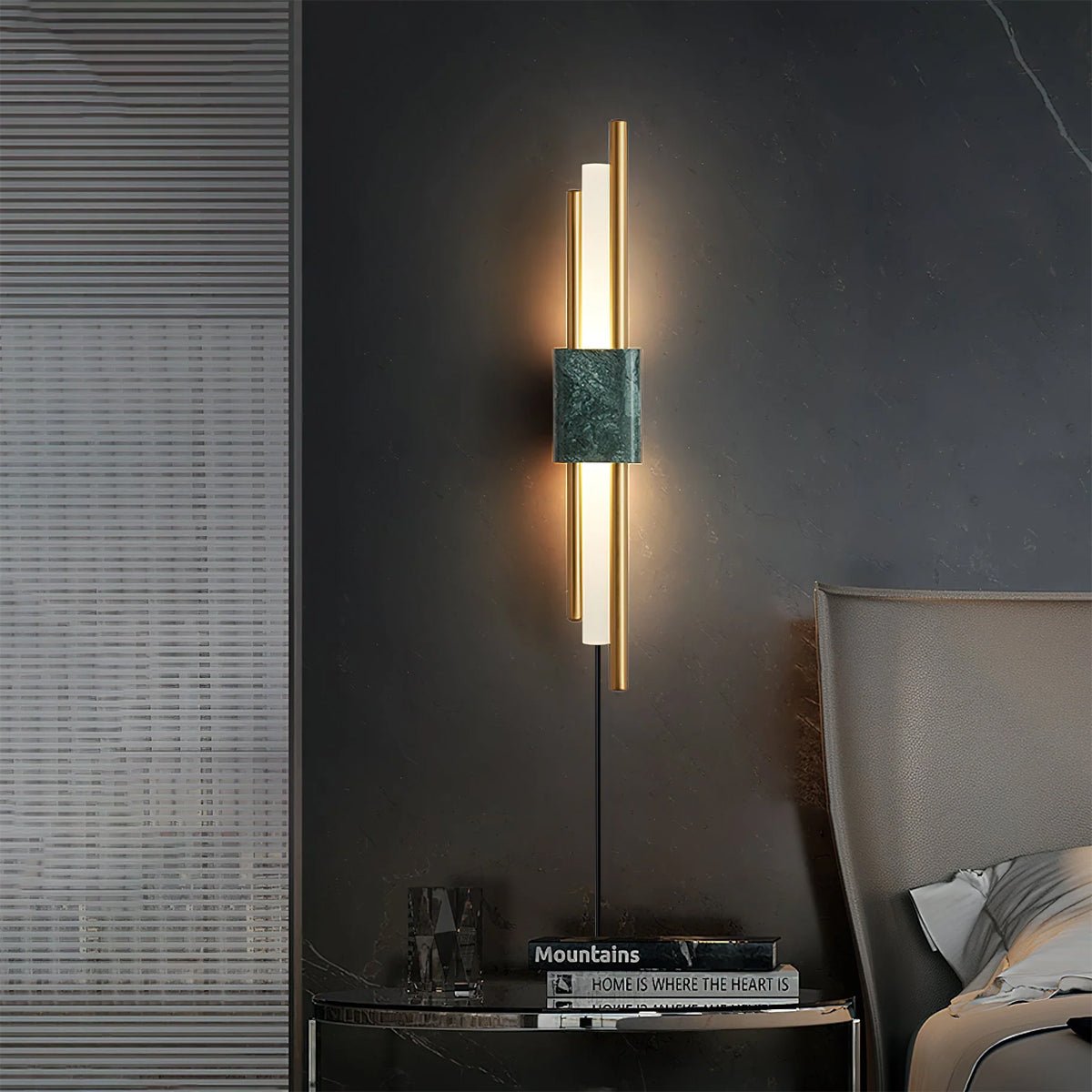 Evely Premium Noordse kunst wandlamp met marmer, met stekker