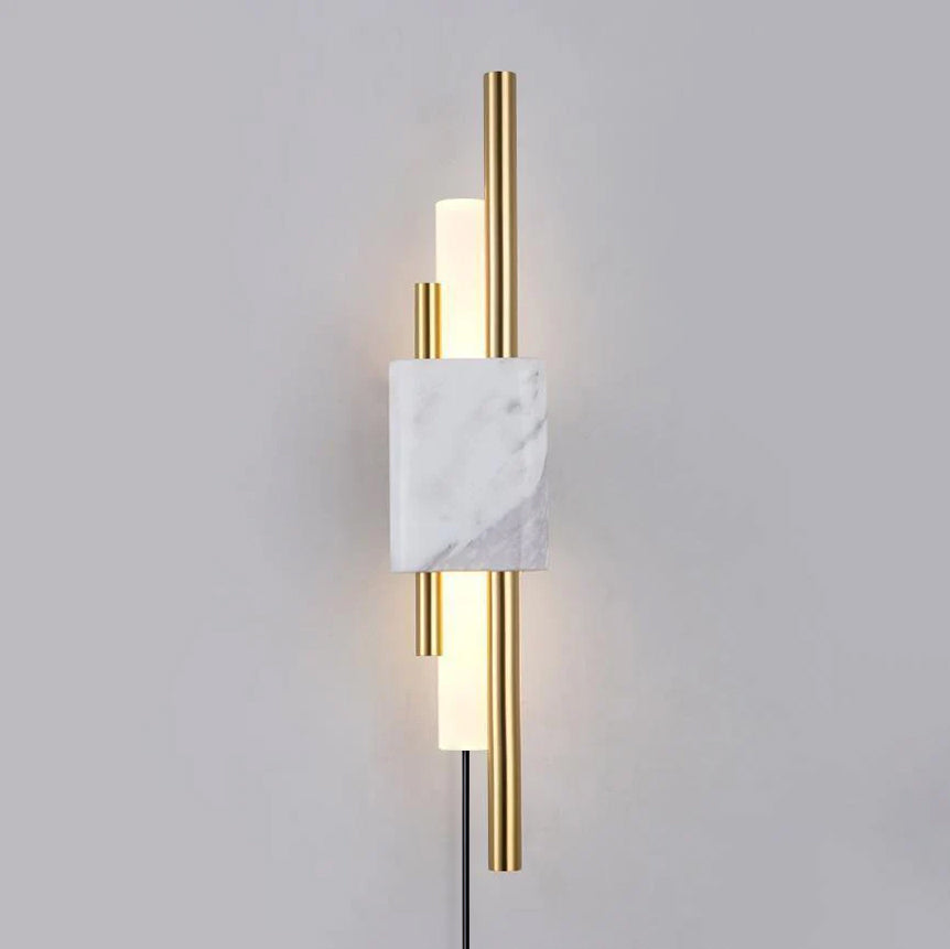 Evely Premium Noordse kunst wandlamp met marmer, met stekker