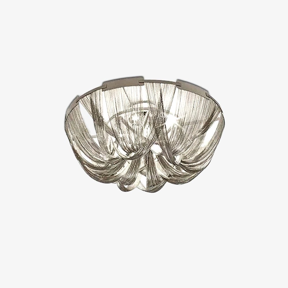 Talj plafondlamp met ketting van aluminium en tassel in nikkel