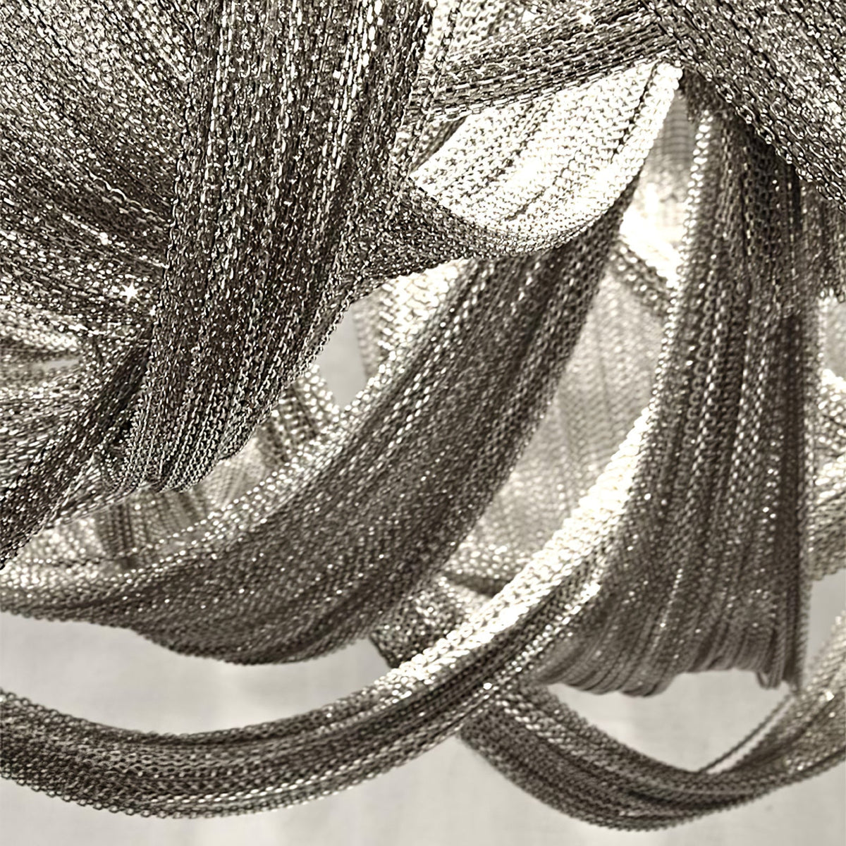 Talj plafondlamp met ketting van aluminium en tassel in nikkel