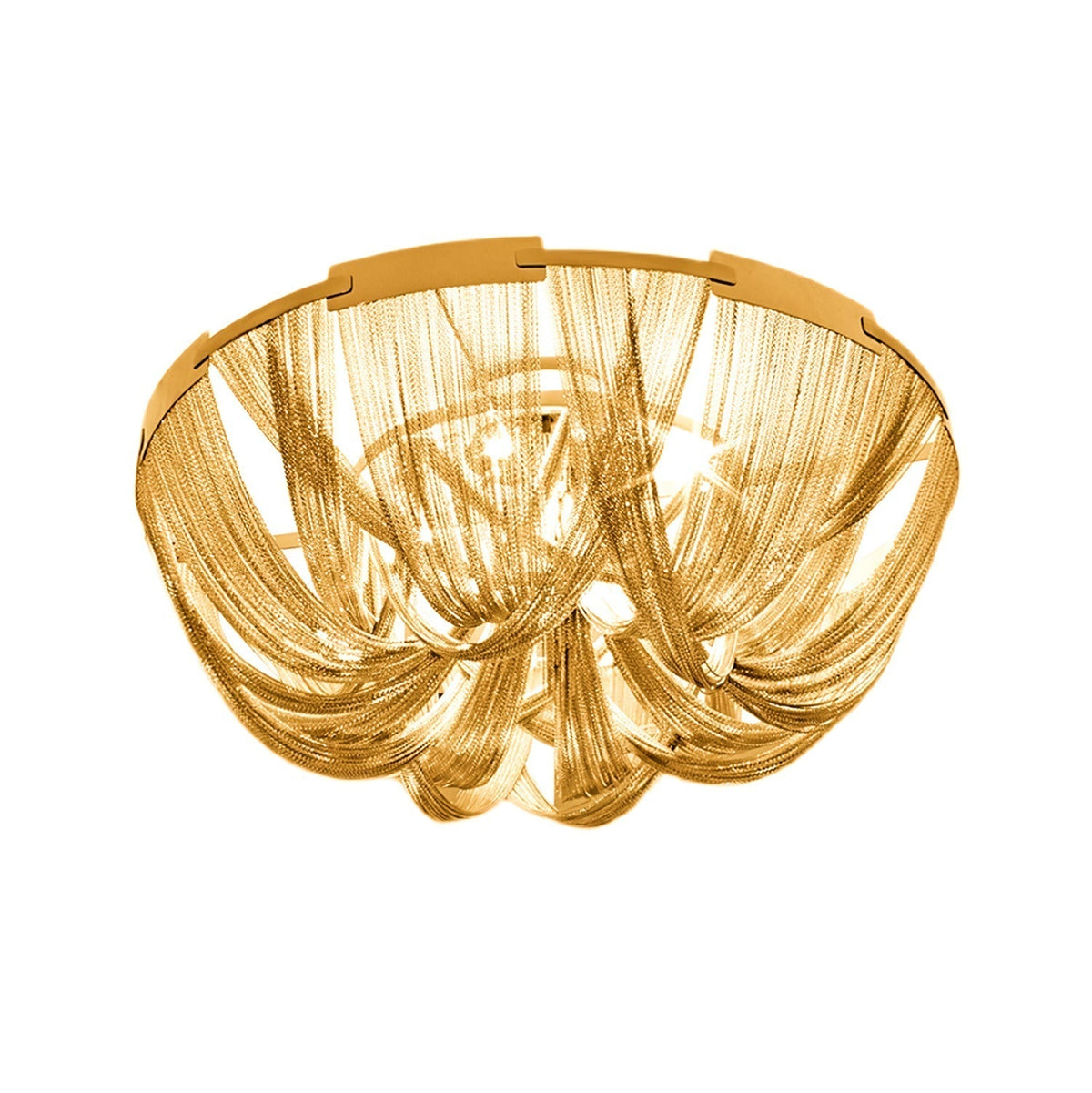 Talj plafondlamp met ketting van aluminium en tassel in nikkel