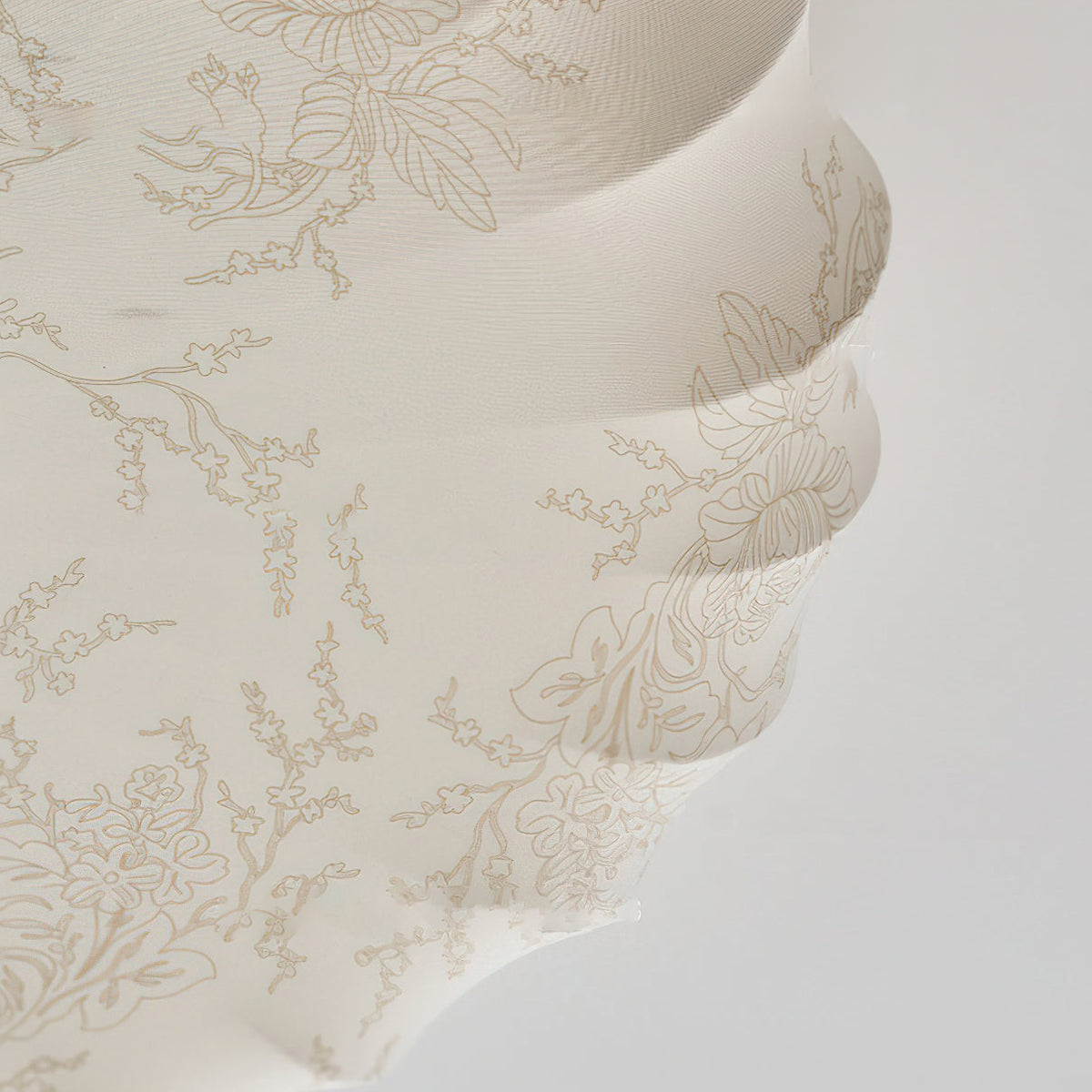 Miroraine vlakke plafondlamp walnootkleurige afwerking beige stoffen kap