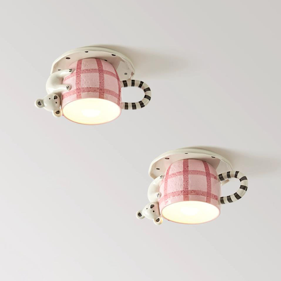 Cozette Vlakke plafondlamp in vorm van een mok