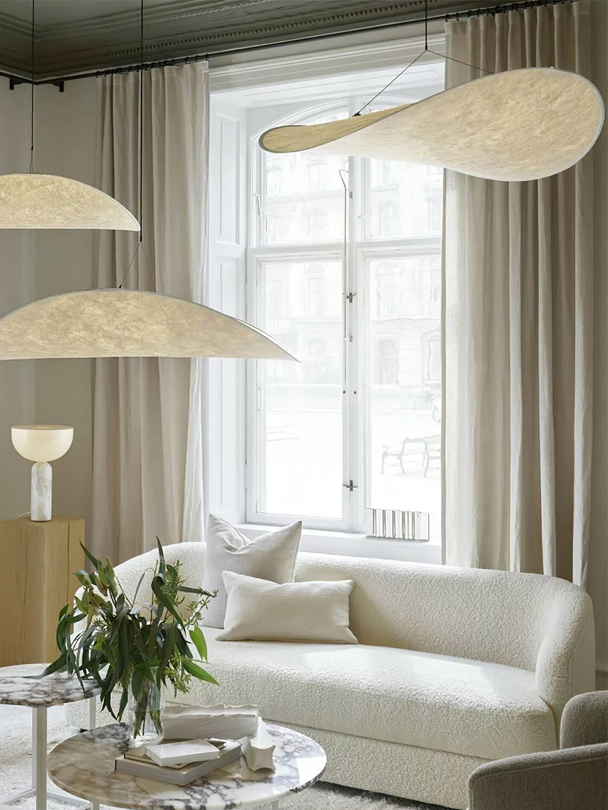 Larenol hanglamp van glas van papier en glasvezel