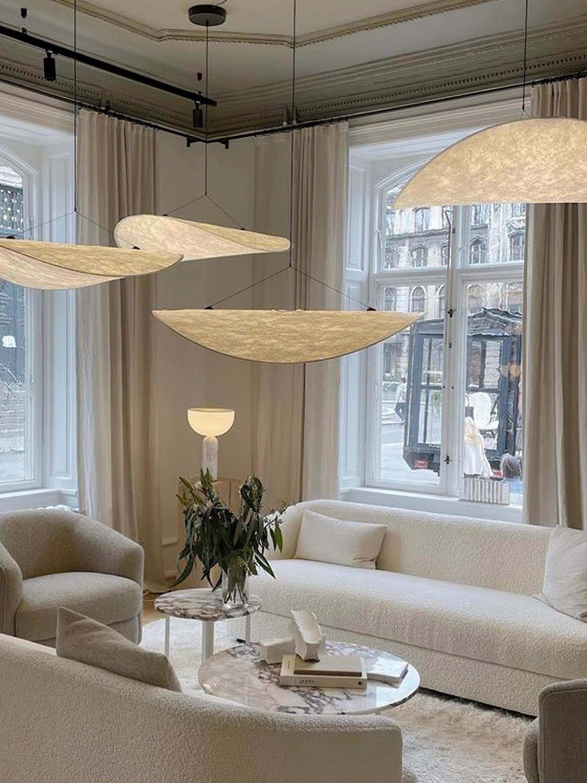 Larenol hanglamp van glas van papier en glasvezel