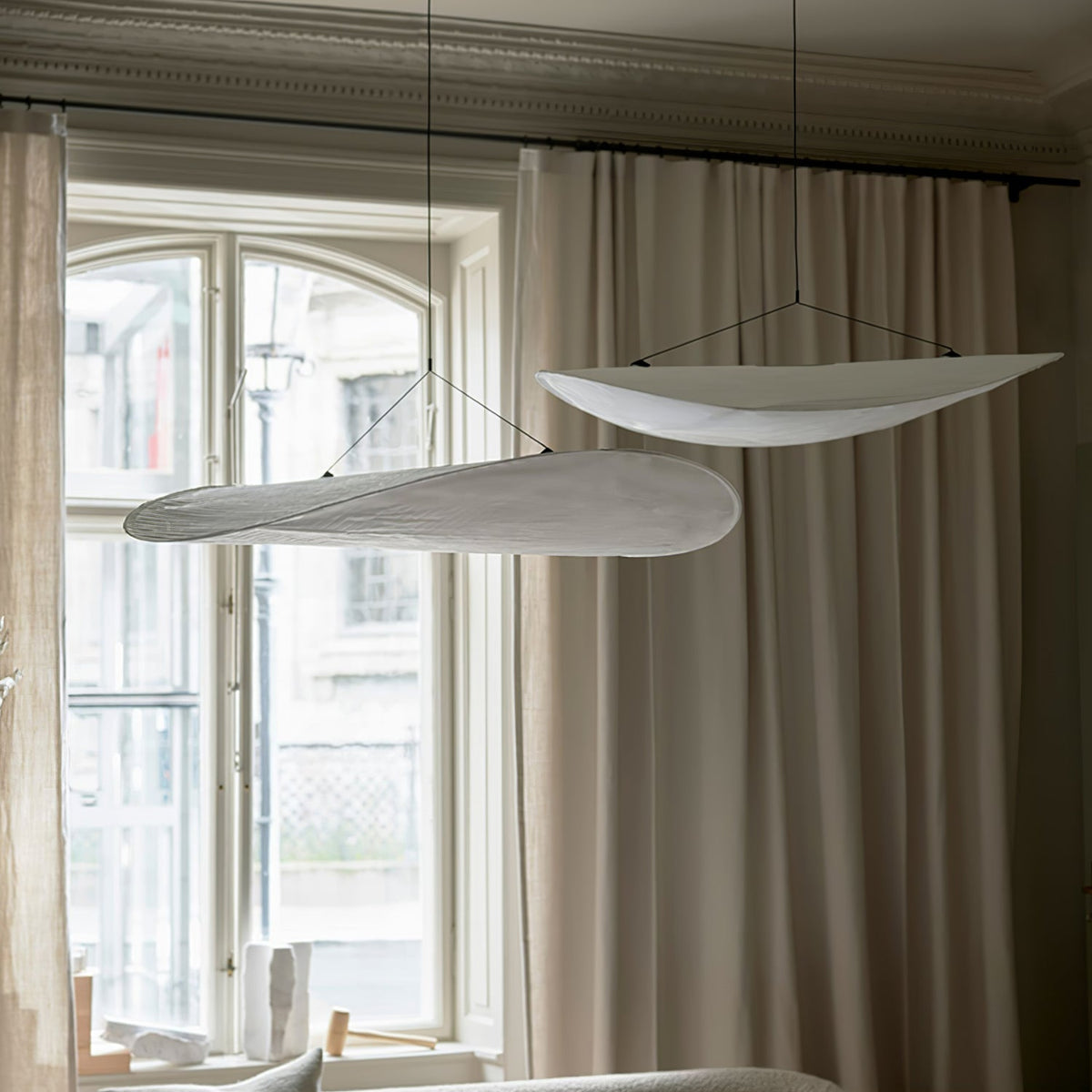 Larenol hanglamp van glas van papier en glasvezel