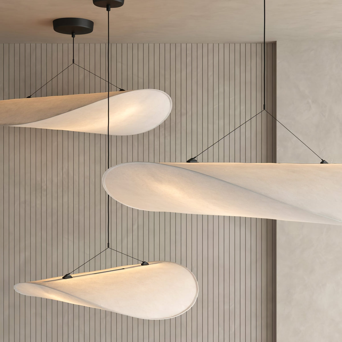 Larenol hanglamp van glas van papier en glasvezel
