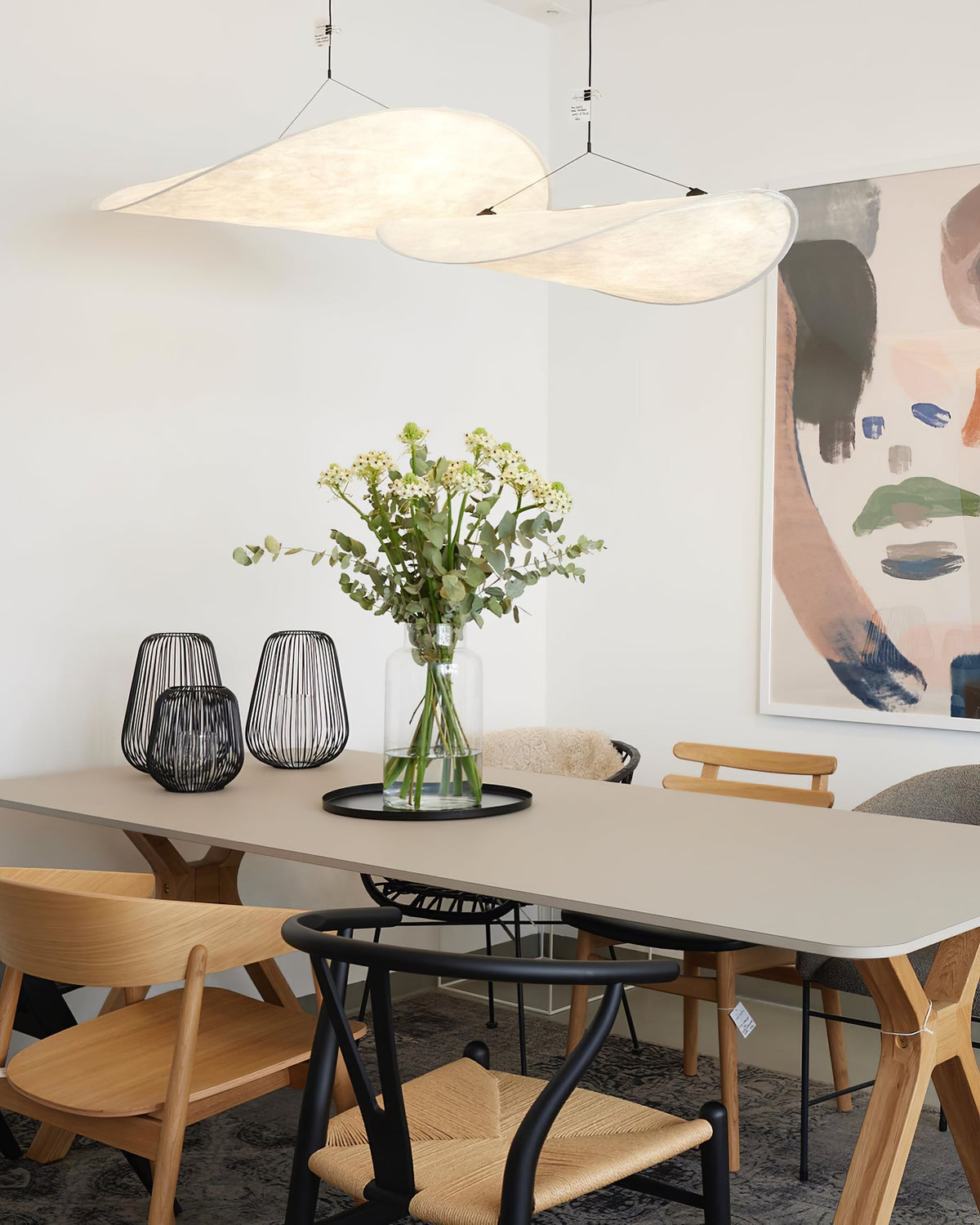 Larenol hanglamp van glas van papier en glasvezel